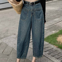 Quần Jeans Baggy túi hộp trước 2023, quần jeans nữ baggy hàn quốc