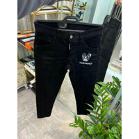 Quần Jeans Bò Nam D2 Đen Trơn Đơn Giản Logo Điểm Nhấn Dog Thêu Mặt Trước Cute - Hàng Cao Cấp 4 Cúc Chuẩn Chỉ