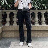 Quần jeans Bootcut dáng loe nhẹ  kiểu wash style ô vuông by Faza (QJ62)
