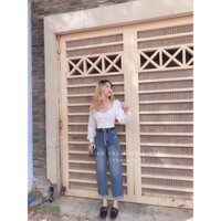 Quần jeans boy thêu chữ sành điệu cá tính