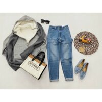 QUẦN JEANS BOYFRIEND DENIM 9 TẤC CÁ TÍNH THỜI TRANG ( Xanh nhạt)