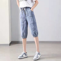 Quần jeans capri nữ có eo co giãn