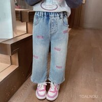 Quần jeans cho bé gái mùa thu 2024, quần cho trẻ nhỏ, quần dài ống rộng thẳng cho bé gái, mùa xuân thu, 1MMN