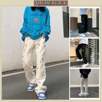 Quần jeans Dài Nam Nữ Phong Cách hip hop quần bò nữ Thời Trang quần jean nam ống đứng from rộng quần bò suông