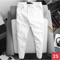 Quần Jeans Dài Nam Trắng Trơn Có Túi - Chất Jean Dày Dặn Cao Cấp Co Giãn Tốt - Menswear
