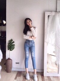 QUẦN JEANS DÀI NỮ RÁCH -THỜI TRANG MỚI NHẤT-MS023