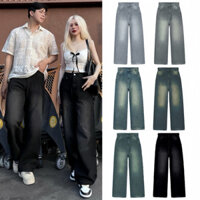 Quần Jeans Dài Wash NQ30 Ống Rộng Cạp Cao Tôn Dáng Nam Nữ Unisex - Hàng mới về