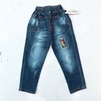 Quần Jeans dài wash rách bé trai.