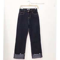 Quần jeans đen gấp gấu