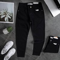 Quần jeans đen gấu rua dáng baggy