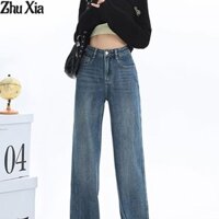 Quần Jeans Đen Giặt American High Street Bootcut Quần Slim Straight