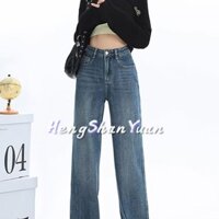Quần Jeans Đen Giặt American High Street Bootcut Quần Slim Straight
