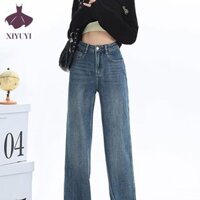 Quần Jeans Đen Giặt American High Street Bootcut Quần Slim Straight