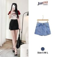 Quần jeans giả váy nữ Twentyfive dáng xòe ngắn đắp vạt chéo cá tính - Mã 5008