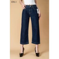 Quần jeans giấy nữ  lửng ống rộng vải mềm mát cạp chun trơn hàng hiệu cực đẹp