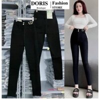 Quần Jeans giấy  SKINNY 2 Khuy ĐÍNH MẶT GG . (BIGSIZE 40-100kg). Cạp Cao 2 nút, Chất jeans giấy, Co giãn 4 chiều