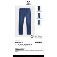 Quần Jeans IJN01801 dáng regular fit, cotton co giãn nhẹ