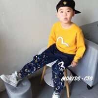 Quần jeans jogger cho bé trai in họa tiết graffiti mới mùa xuân và mùa thu, quần dài thời trang cho trẻ em