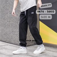 Quần jeans jogger nam nữ unisex màu xám và đen bó gấu lưng chun có dây buộc mới pon.mens hà nội hcm
