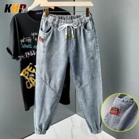 Quần jeans jogger nam phong cách rộng rãi kích thước lớn quần mỏng màu sắc nhẹ nhàng eo co giãn quần harem cắt ngắn/3.10