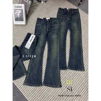 Quần Jeans loe đính đá màu xanh rêu size SML