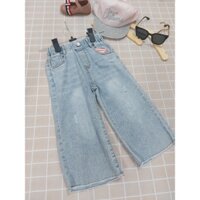 Quần jeans lửng bé gái xanh nhạt xước cúc 1596