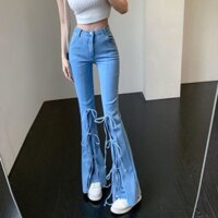 Quần jeans Lưng Cao Ống Loe Ôm Dáng Thời Trang Năm Mới 2023 Cho Nữ