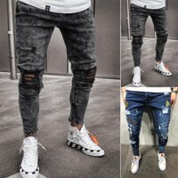 Quần Jeans Lửng Quần Skinny Rách Sờn Giày Lười Phù Hợp Với Biker Jogger Denim Quần