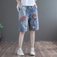 Quần Jeans Lửng Thêu Hoa Thời Trang Dành Cho Nữ