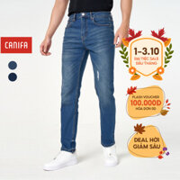 Quần jeans nam CANIFA chất liệu cotton pha, cạp thường cài cúc, phom ôm 8BJ23A001