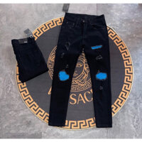 Quần jeans nam chất bò AMIRI vải dày vá xanh vá trắng chuẩn đẹp hàng chất lượng