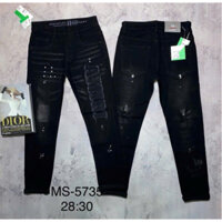 Quần jeans nam đen thêu chữ AMR vảy sơn họa tiết boy phố hót 2025