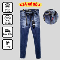 Quần Jeans nam dsquared2 trơn Quảng Châu ống côn kèm tag móc quần, Quần bò nam dsq xanh mài dáng skinny kèm tag [3550]