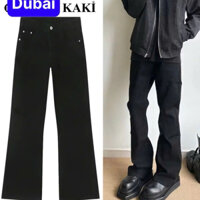 QUẦN JEANS NAM NỮ ỐNG LOE CHẤT BÒ UNISEX TRẮNG ĐEN TRƠN PHONG CÁCH SÀNH ĐIỆU - DUBAI FASHION