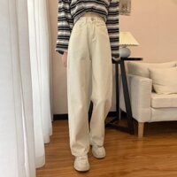 Quần Jeans Nam Nữ Ống Suông Màu Xanh Trắng Đen Lưng Cạp Cao Phong Cách Ulzzang Hàn Quốc Basic Mặc Hàng Ngày Loại Đẹp