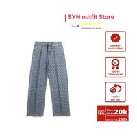 Quần Jeans nam Ống rộng In Họa Tiết LV { Free Ship }