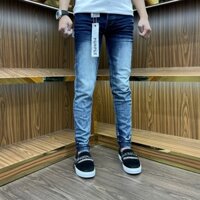 QUẦN JEANS NAM PƠ PỒ XANH ĐẬM TRƠN TĂNG LỤA CÓ BỐN CÚC