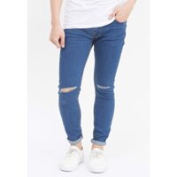 Quần jeans Nam rách gối màu đen QJ107 ( Xanh)