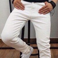 Quần jeans nam trắng trơn cao cấp - Trắng,30