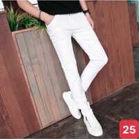 Quần jeans nam trắng trơn không rách gối chất jean bò cao cấp co dãn 4 chiều đẹp rin from dáng rin skinny ADO25 *