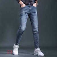 Quần Jeans Nam Xanh Bạc Trơn Xước Nhẹ Trẻ Trung