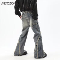 Quần Jeans Nam Xu Hướng Đơn Giản Niche Retro Nối Quần Ống Rộng