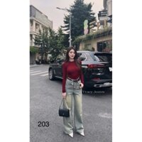 QUẦN JEANS NỮ BẠC MÀU SUÔNG DÀI ỐNG RỘNG TÔN DÁNG