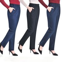 Quần jeans nữ cạo thun, quần bò nữ dáng suông Hàn Quốc QS33