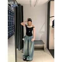 Quần Jeans Nữ Dài Ống Rộng Thời Trang Năng Động