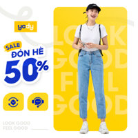 Quần Jeans nữ dáng boy YODY dáng ôm Boyfriend Cotton USA không phai màu, không co rút QJN5058
