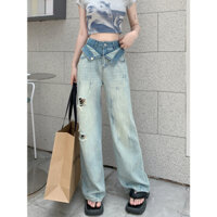 Quần Jeans Nữ Lưng Cao Ống Rộng Vải mềm Thiết Kế Cực Đẹp Phong Cách Retro Đường Phố (ND63) Jeans.Real_Store