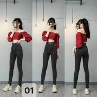Quần Jeans Nữ Lưng Cao, Quần Bò nữ Cạp Cao Co Giãn Ống Suông MuradFashion MS436  ྇