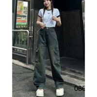 Quần Jeans nữ mẫu suông túi hộp QJ086, 2 túi thật phối màu cổ điển hottrend