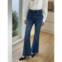 Quần jeans nữ mùa xuân retro ôm sát, kiểu dáng denim cao cấp, kiểu dáng boot-cut, R158h